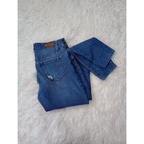 CAFE Denim Premium womens skinny jeans size 3/4 stretch low rise med wash - Picture 1 of 13